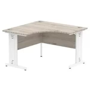 Image of Impulse 1200 Corner Desk White Cable Managed Leg Desk Grey Oak