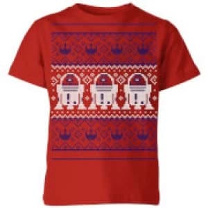 Image of Star Wars R2-D2 Knit Kids Christmas T-Shirt - Red - 5-6 Years