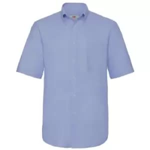 Image of Fruit Of The Loom Mens Short Sleeve Oxford Shirt (L) (Oxford Blue)
