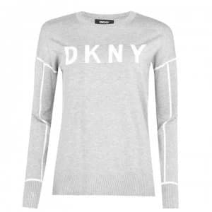 Image of DKNY Logo Knit Jumper - Grey/Ivory