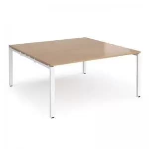 Image of Adapt square boardroom table 1600mm x 1600mm - white frame and beech