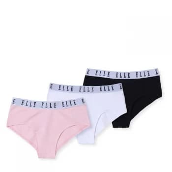 Image of Elle Elle 3 Pack of Hipster Briefs Junior Girls - White/Pink/Blk
