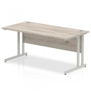 Image of Trexus Rectangular Desk Silver Cantilever Leg 1600x800mm Grey Oak Ref