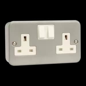 Image of Click Scolmore Essentials Metal Clad 2 Gang Double Pole 13A Switched Socket - CL036