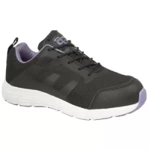 Image of Grafters Womens/Ladies Toe Capped Safety Trainers (9 UK) (Black/Lilac) - Black/Lilac