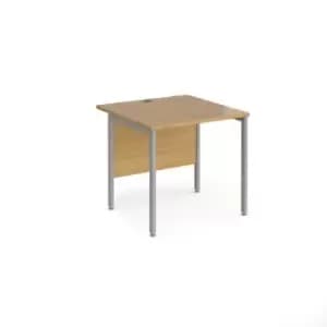 Image of Office Desk 800mm Rectangular Desk With H-Frame Leg Oak Tops With Silver Frames 800mm Depth Maestro 25