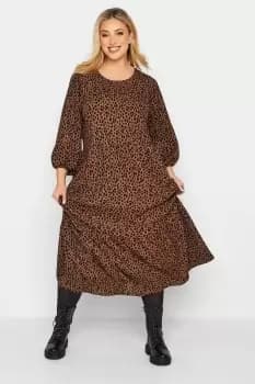 Image of Animal Print Frill Maxi Dress