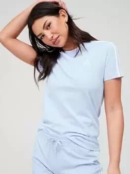 Image of adidas Sportswear Essentials 3 Stripe T-Shirt - Blue Size M, Women