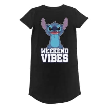 Image of Lilo And Stitch - Weekend Vibes Womens Small T-Shirt Dress - Black