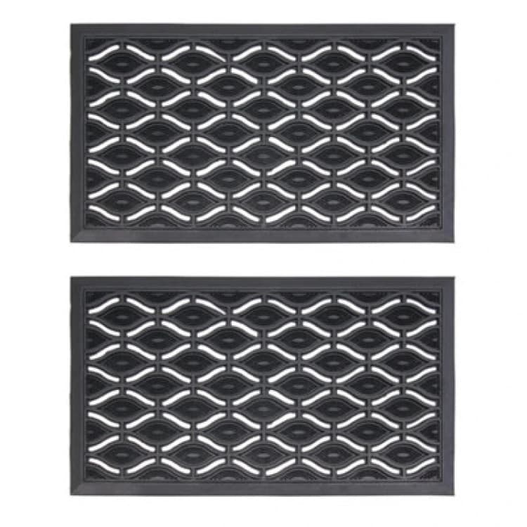 Image of JVL JVL Elipses Eyes Rubber Doormat 40x70cm 2 pack Black