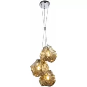 Image of Metallic Bronze 3 Light Ceiling Pendant Modern Rock Design Hanging Light Fitting