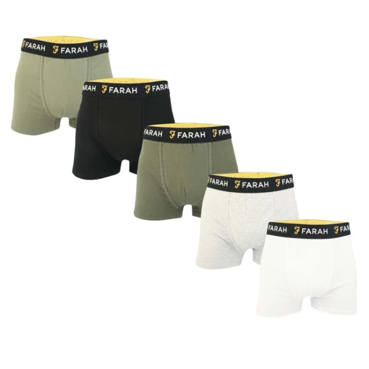 Image of Farah Renzo 5 Pack Boxer Shorts - Green Green S