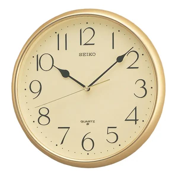 Image of Seiko Quartz Wall Clock with Arabic Numerals - Gold