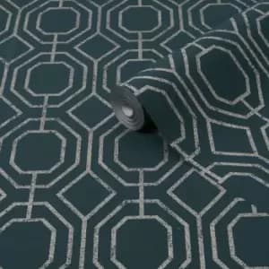 Image of Superfresco Easy Luxe Geo Teal Wallpaper