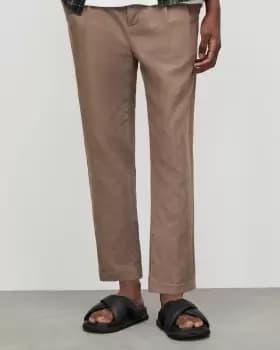 Image of AllSaints Envira Linen Blend Cropped Trousers