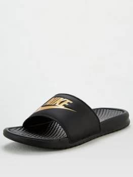 Image of Nike Benassi Just Do It Slides - Black/Gold, Size 9, Men