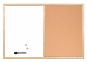 Image of Bi-Office Wood Frame CorkDrywipe Board 900x600mm MX07001010