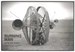 Image of burning man art in the desert