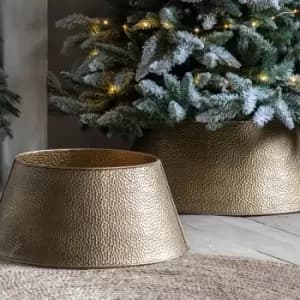 Image of Gallery Interiors Hammered Tree Skirt Antique Gold Large