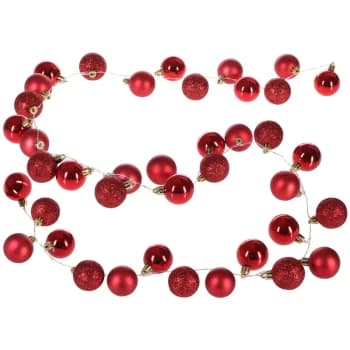 Image of Xmas Fairy Lights Chain with Christmas Baubles - 2m - Timer Function Red