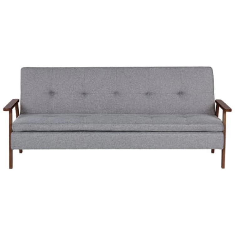 Image of Beliani Sofa Bed 3 Seater Tjorn Fabric Light Grey
