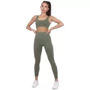 Image of Hoxton Haus Womens/Ladies Ribbed High Waisted Leggings (M-L) (Khaki)