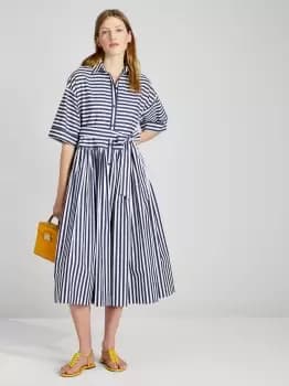 Image of Julia Stripe Bungalow Midi Dress - Blue - M (Uk 12-14)