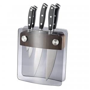 Image of Denby 5 Piece Knife Block Set Smoked Glass