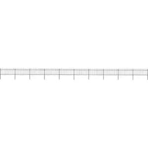 Image of Garden Fence with Hoop Top Steel 17x0.8 m Black Vidaxl Black