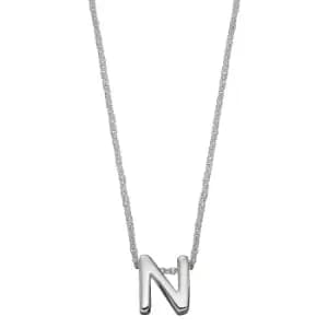 Image of Sterling Silver Alphabet Letter N Necklace