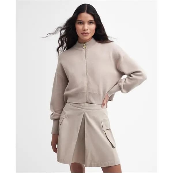 Image of Barbour International Kinghorn Knitted Bomber Jacket - Nude 14