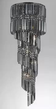 Image of Toronto 14 Light Gun Metal Smoked Crystal Flush Fitting
