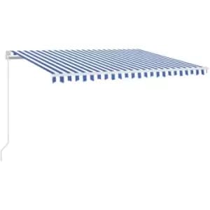 Image of Vidaxl - Manual Retractable Awning 450x350cm Blue and White Blue