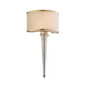 Image of Harlow 2 + 4 LED Light Wall Sconce Silver Leaf, Fabric Shade