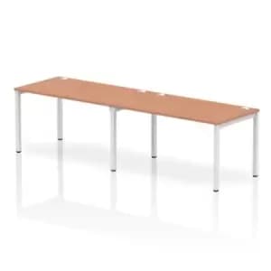 Image of Impulse Bench Single Row 2 Person 1400 White Frame Office Bench Desk Beech