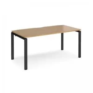 Image of Adapt single desk 1600mm x 800mm - Black frame and oak top
