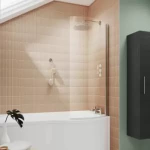 Image of Curved P-Shaped Hinged Bath Screen 1433mm h x 715mm w - 6mm Glass - Nuie