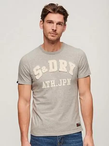 Image of Superdry Light Grey Marl Vintage Athletic Short Sleeve T-Shirt grey Male L 202695UK