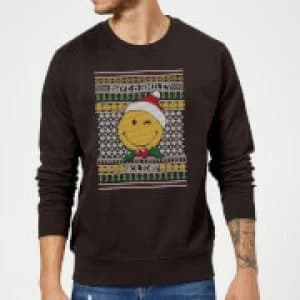 Image of Smiley World Have A Smiley Holiday Christmas Sweatshirt - Black - M