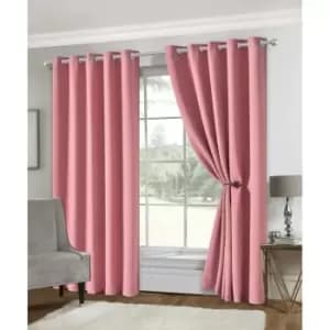 Image of Isabella Rose Eclipse Soft Touch Blockout Eyelet Curtains - Blush - 167cm (66") X 137xm (54") TJ Hughes