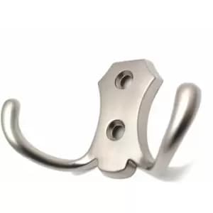Image of Small Double Coat Hanger Hook Door Wall Bath BK24 Model - Colour Satin - Pack of 10