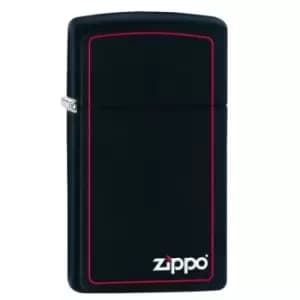 Image of Zippo Slim With Logo & Boarder Black Matte Windproof Lighter