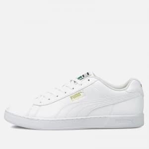 Image of Puma Mens Court Break Clean Trainers - Puma White/Puma White/Puma Team Gold - UK 9