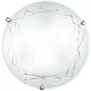 Image of Fan Europe PARADISE 2 Light Patterned Glass Flush Ceiling Light White 30cm