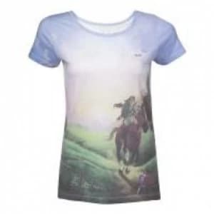 Image of NINTENDO Legend of Zelda Womens Ocarina of Time Zelda's Journey Sublimation T-Shirt, Extra Large, Multi-Colour