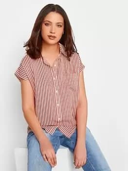 Image of Long Tall Sally Red Stripe Short Sleeve Shirt, Red, Size 24, Women