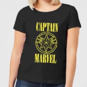 Image of Captain Marvel Grunge Logo Womens T-Shirt - Black
