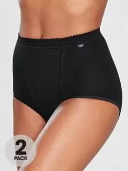 Image of Sloggi 2 Pack Control Maxi Brief - Black, Size 26, Women