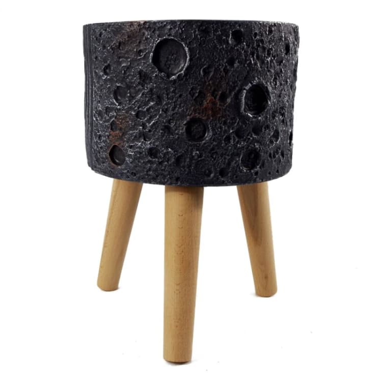 Image of Unbranded Large Lunar Black Planter - 35cm x 24cm - Premium Quality Fibreglass Composite - Rustic Style - Indoor/Outdoor Use