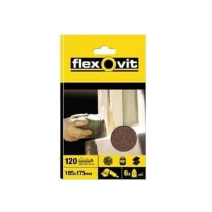 Image of Flexovit Detail Hook & Loop Sanding Sheets 105x175mm Coarse 50G (Pack of 6)